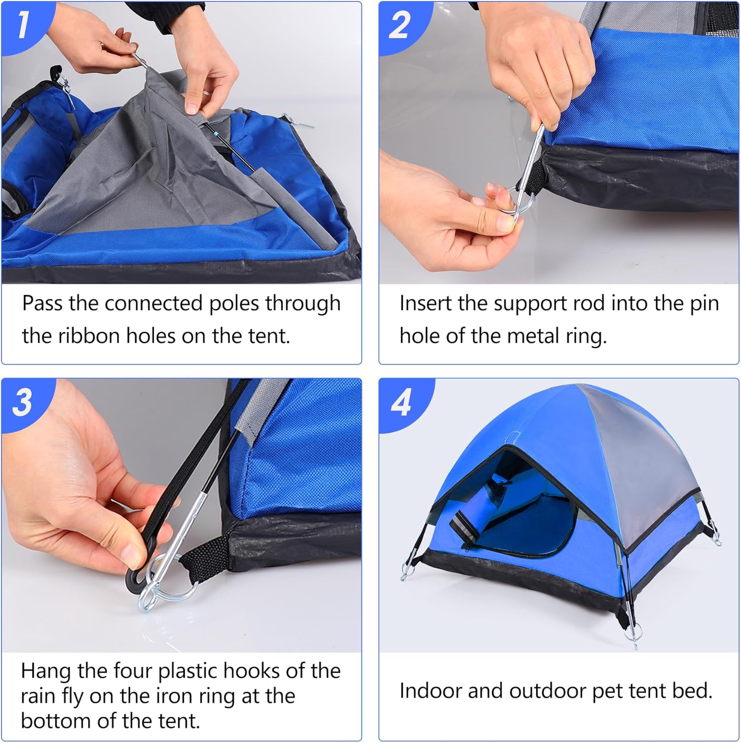 Cat Camping Tent, Cat Tent Bed, Pet Tent for Indoor Cat and Small Dog, Mini Tent (Blue, 21 x 21 x 14 Inches) - Image 7