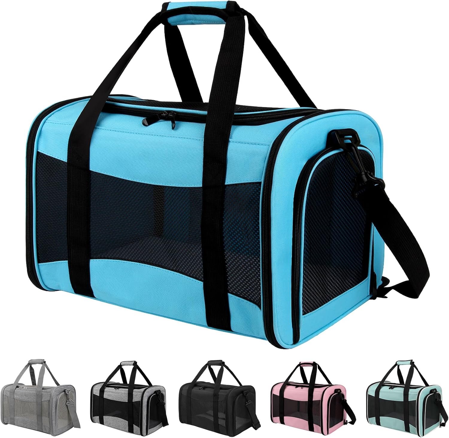 Pet Carriers Soft-Sided Airline Approved Carrier Bag for Small Cats Dogs (Medium,Blue)