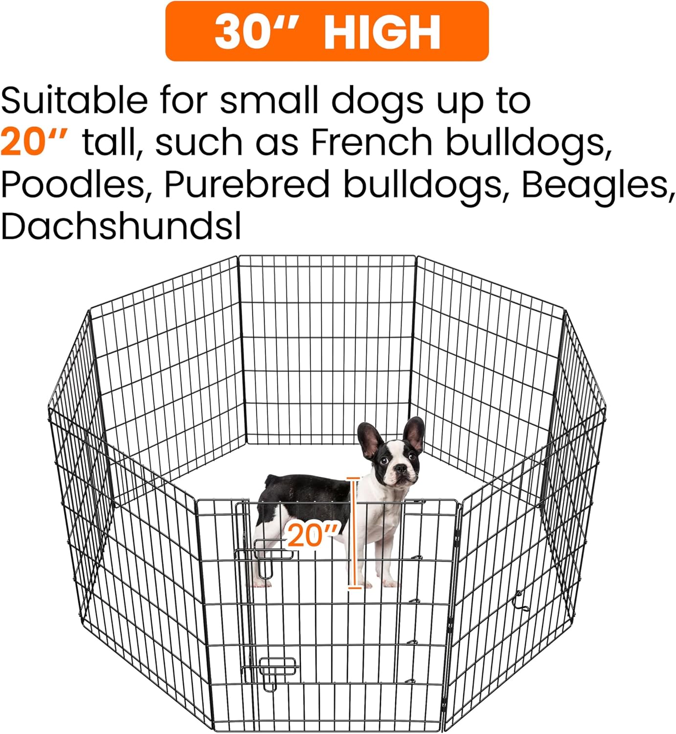 Yaheetech 30" High 8 Panel Foldable Metal Dog Exercise Pen Pet Playpen Dog Fence Outdoor & Indoor Use for Small Animals with Door Black - Image 5