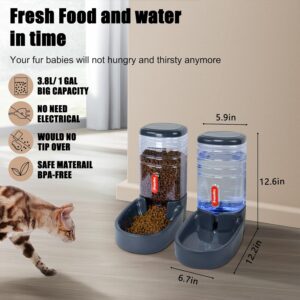 Automatic Pet Feeder Small&Medium Pets Automatic Food Feeder and Waterer Set 3.8L, Travel Supply Feeder and Water Dispenser for Dogs Cats Pets Animals