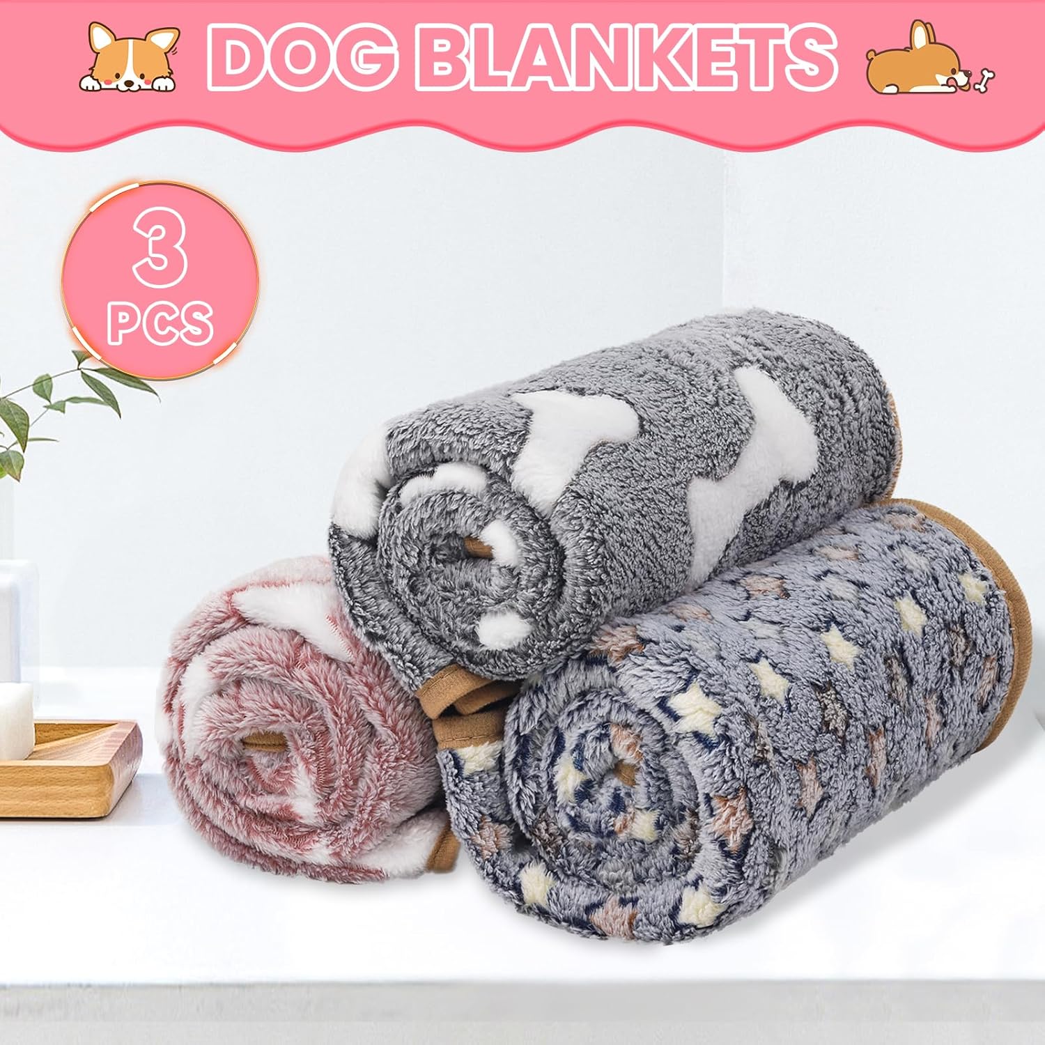 3 Pcs Dog Blanket Super Soft Pet Puppy Blankets Calming Dog Blankets for Small, Medium Large Dogs Warm Sleep Mat Washable Dog Blanket for Puppy Cat (42"×30") - Image 7