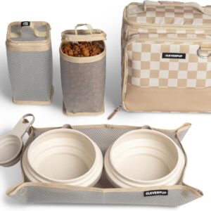 Ultimate Dog Travel Bundle Large 7-piece Bistro Box Dog Travel Kit & Porter Dog Gear Backpack in Checkerboard