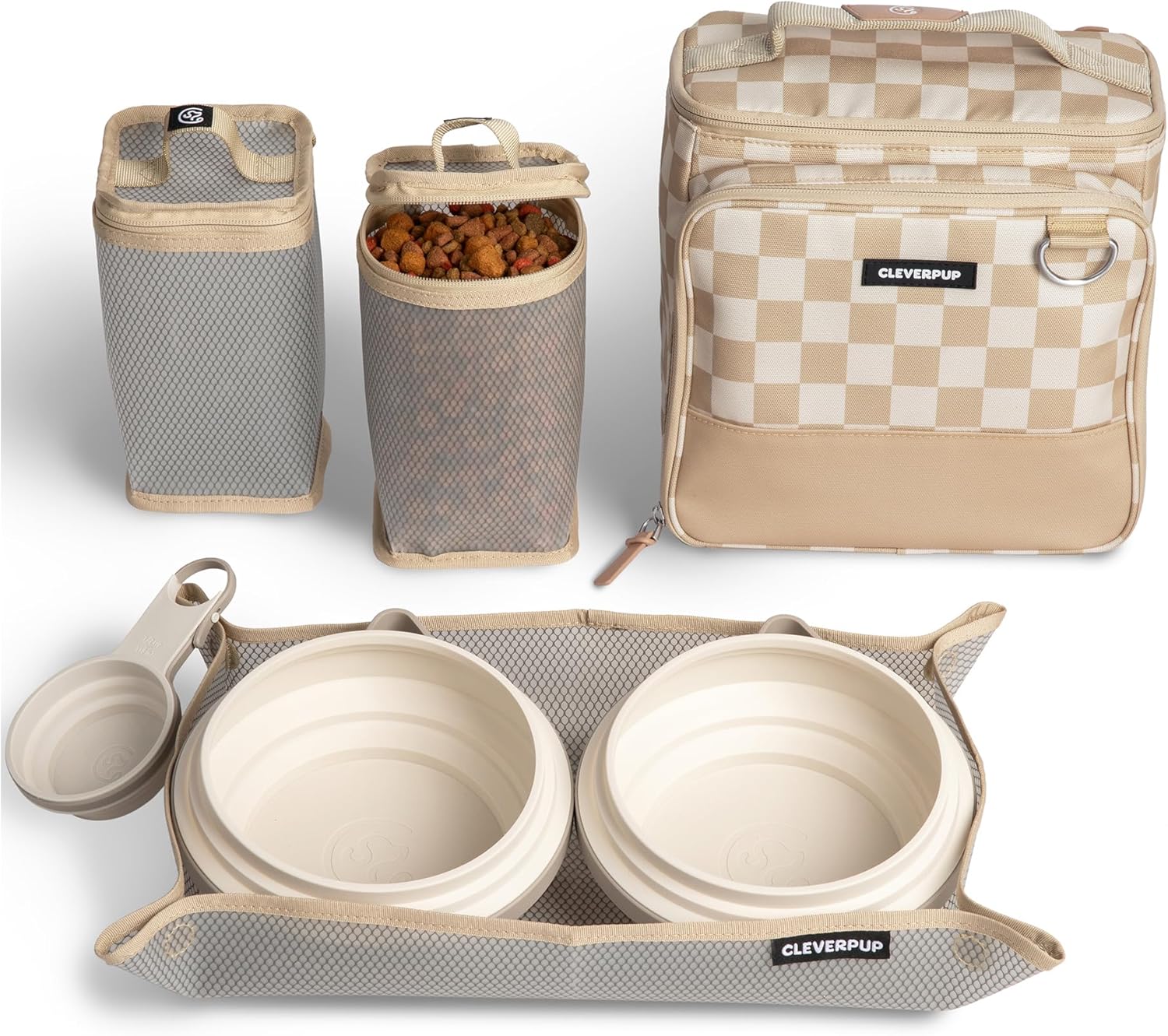 Ultimate Dog Travel Bundle Large 7-piece Bistro Box Dog Travel Kit & Porter Dog Gear Backpack in Checkerboard - Image 2