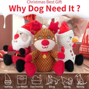 Epesiri Christmas Plush Dog Squeaky Toys for Large Breed, 3 Pack Durable Dog Toys for Medium Dogs, Cute Christmas Puppy Toys with Cotton, Tough Dog Chew Toys, Dog Toys Gift