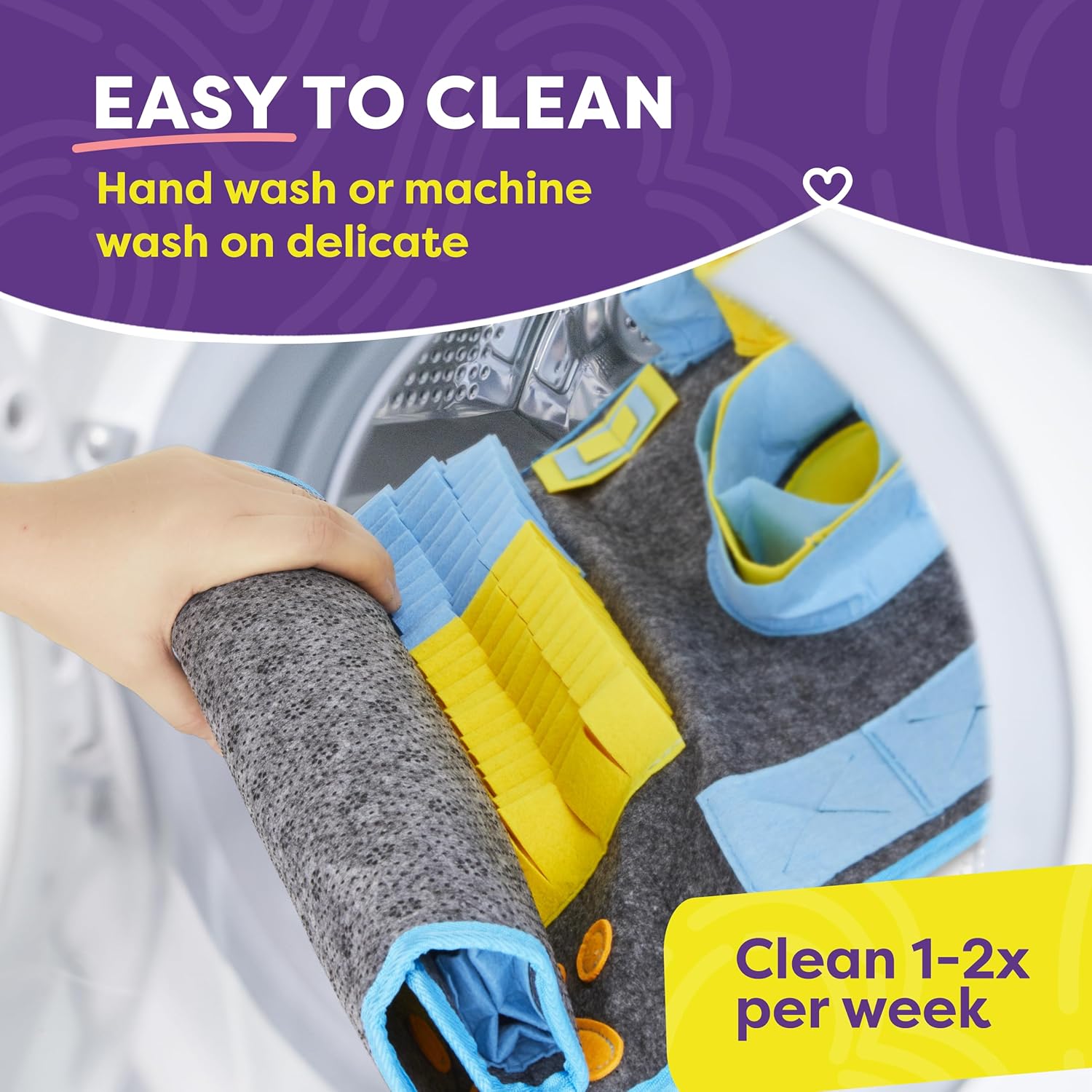 Hertzko XL Snuffle Mat for Dogs – Extra Large Felt Feeding & Activity Mat for Small & Large Breeds – Stimulation Toy with Grippy Bottom, Roll-Up Storage, and Easy Cleaning – Scent Game for Pets - Image 6