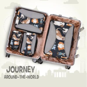 Packing Cubes for Travel 4 Set Dog Corgi Pet Luggage Set Suitcase Organizer Bags Mesh Accessories Storage Pouch Toiletry Packing Cubes