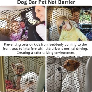Dog Car Net Barrier for SUV – Pet Car Divider Back Seat Barrier Net, Easy to Install and Remove,with Flexible Bungee Cords Adjustable for Trucks, SUV, Vans, Universal Fit Sturdy Mesh (47 * 27 inches)