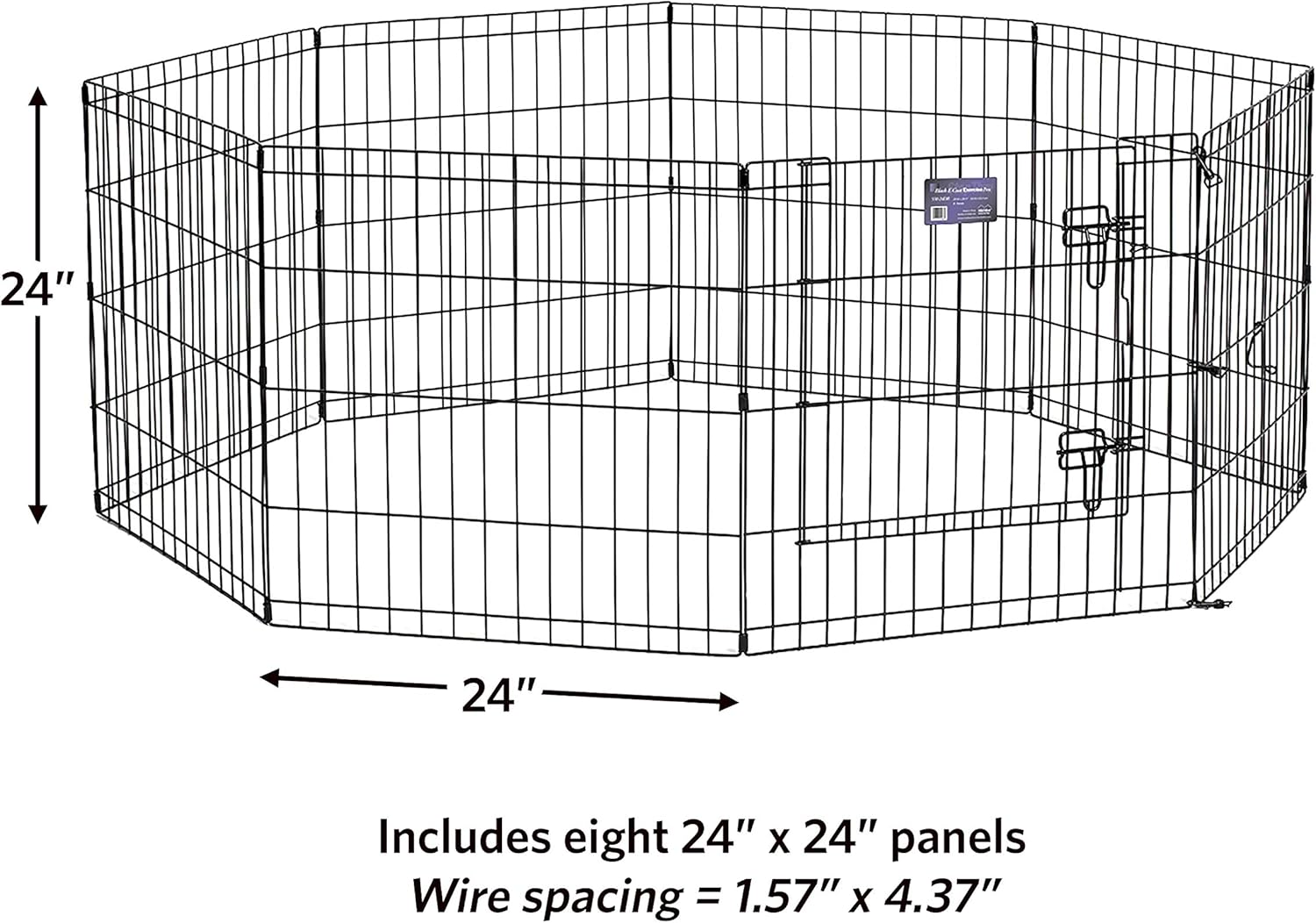 MidWest Homes for Pets Folding Metal Puppy/Dog Exercise Pen, Indoor/Outdoor Playpen with Secure Door, Provides 16 Sq Feet of Play Space, 24-Inches Tall, Black E-Coated - Image 9