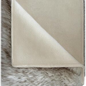 Waterproof Dog Blanket for Small, Medium & Large Dogs – Faux Fur Pet Throw for Couch, Sofa, Bed & Car – Soft, Washable, Stain-Resistant, Durable Cover – White w/Brown Tips – 80" x 60"