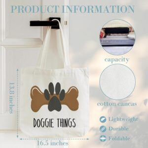 Canvas Tote Bag, Book Tote Bag, Book Lover Gift, Doggie Things Tote, Library Tote Bag, Reusable Grocery Shopping Bag, Library Shoulder Bag For Dog Lover Dog Mom Bookworm A(02), Large