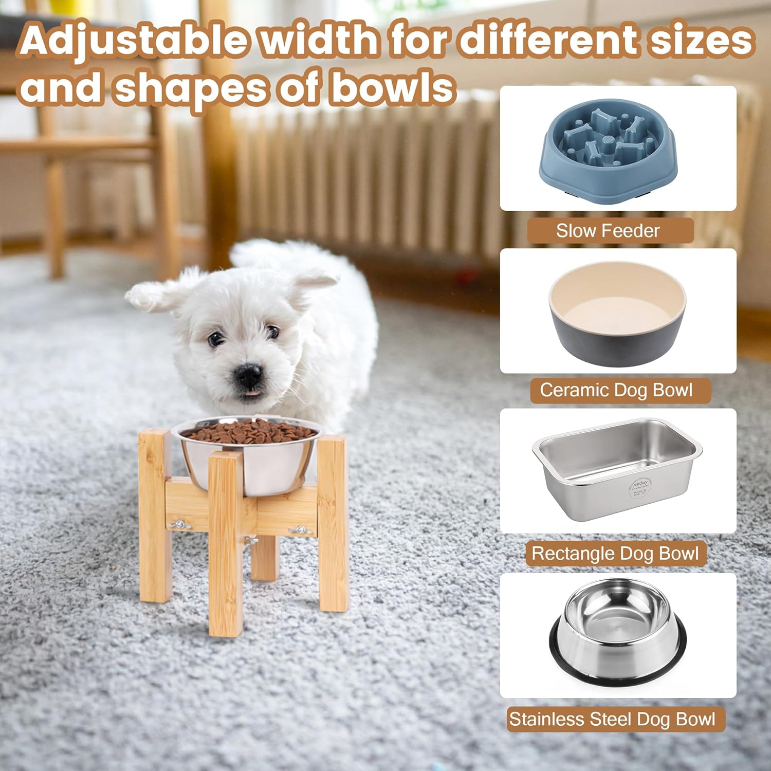 Elevated Dog Bowl Stand,Adjustable Dog Food Stand for 6”-8” Bowls,Single Dog Bowl Holder 7” Tall for Cats and Small Dogs - Image 6
