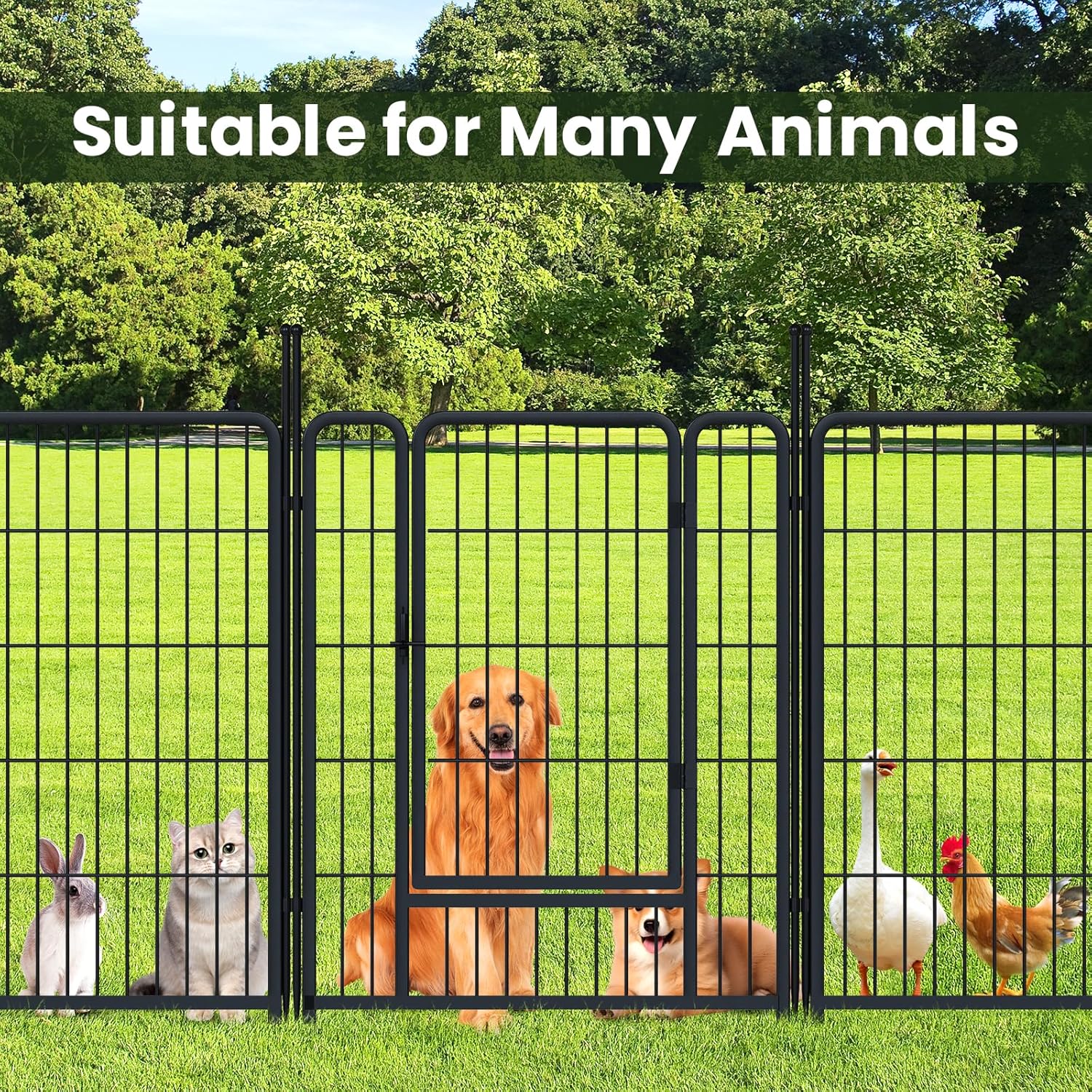 AWQM 32'' Dog Playpen Indoor/Outdoor, 8 Panels Metal Dog Fence with Doors, Portable Pet Dog Cage Outdoor Exercise Pen, Foldable Puppy Playpen Kennel for Garden Yard, RV Camping - Image 7