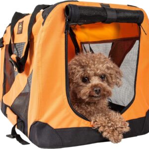 Pet Life Vista-View 360 Degree Zippered and Collapsible Soft Folding Dog Crate - Folding Travel Dog Kennel with Zippered Entrances Along The Pet Crate