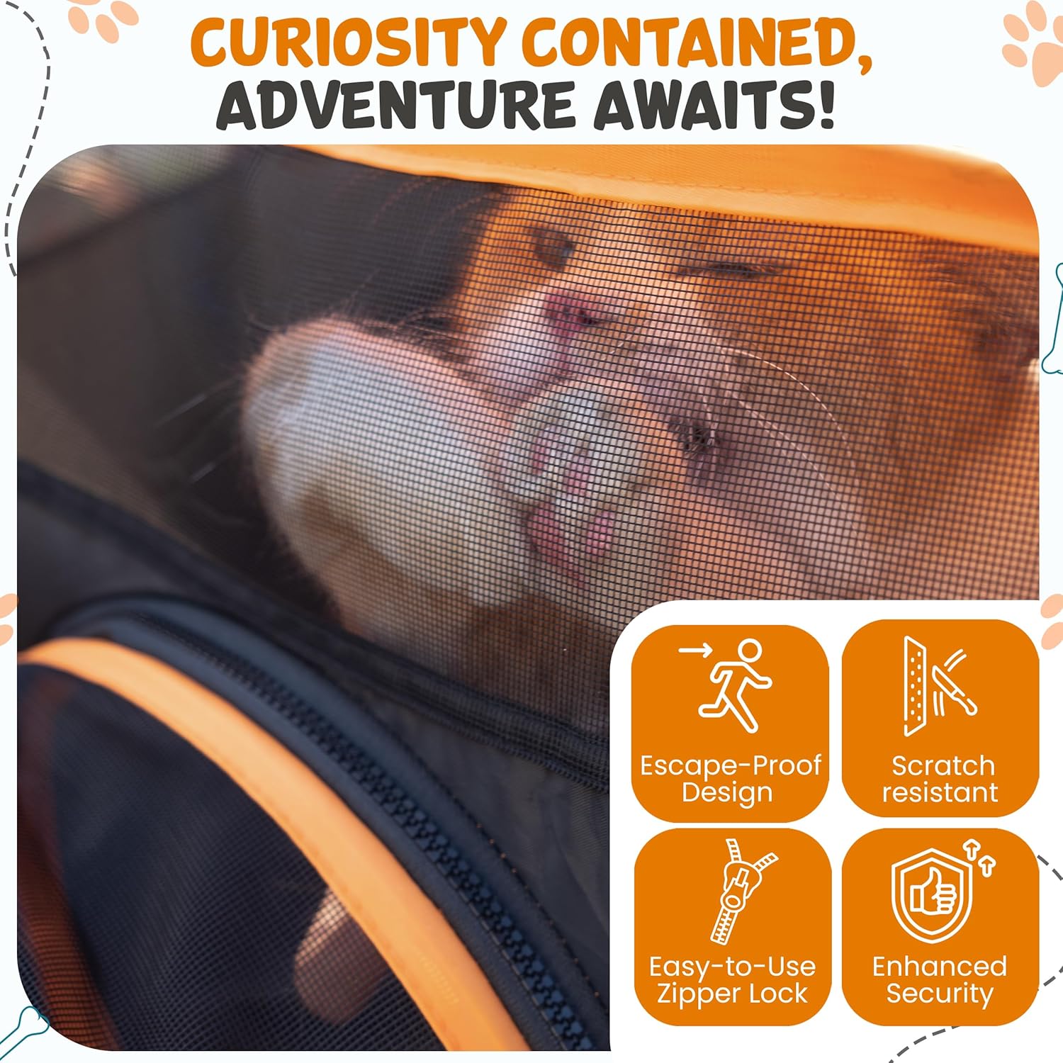 Cat Tent & Tunnel Enclosure – 47" Outdoor Playpen with 106" Tunnel, Water-Resistant Mesh, Zipper Door & Carry Bag – Portable Catio for Cats, Rabbits & Small Pets - Image 4