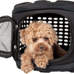 Pet Life Circular Shelled Travel Pet Carrier - Collapsible and Folding Airline Dog Carrier with Lightweight Military-Grade Durability with Included Shoulder Straps