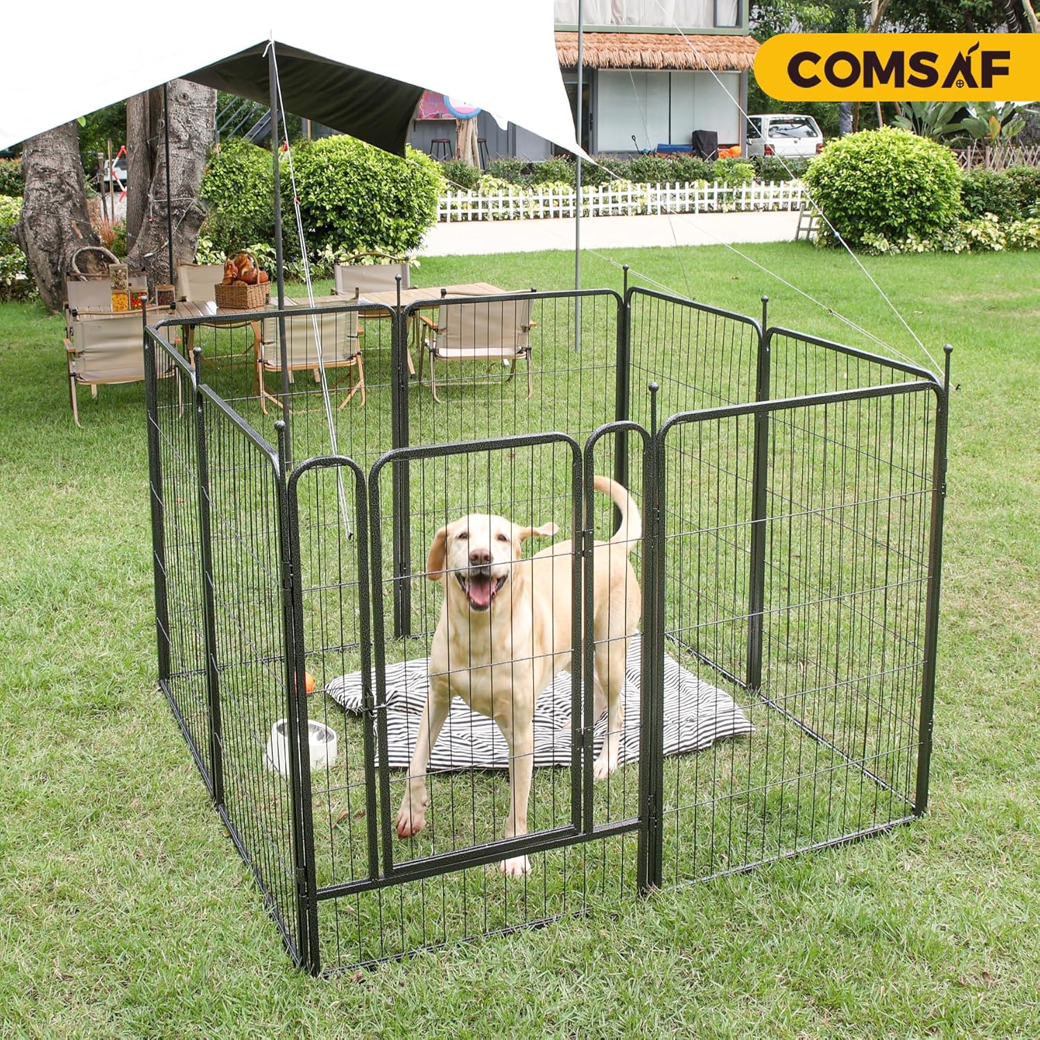 ComSaf Dog Playpen Outdoor, 40" Height 8 Panels Metal Dog Fence,Playpen for Large/Medium Dogs, Portable Dog Playpen for Outdoor - Image 4