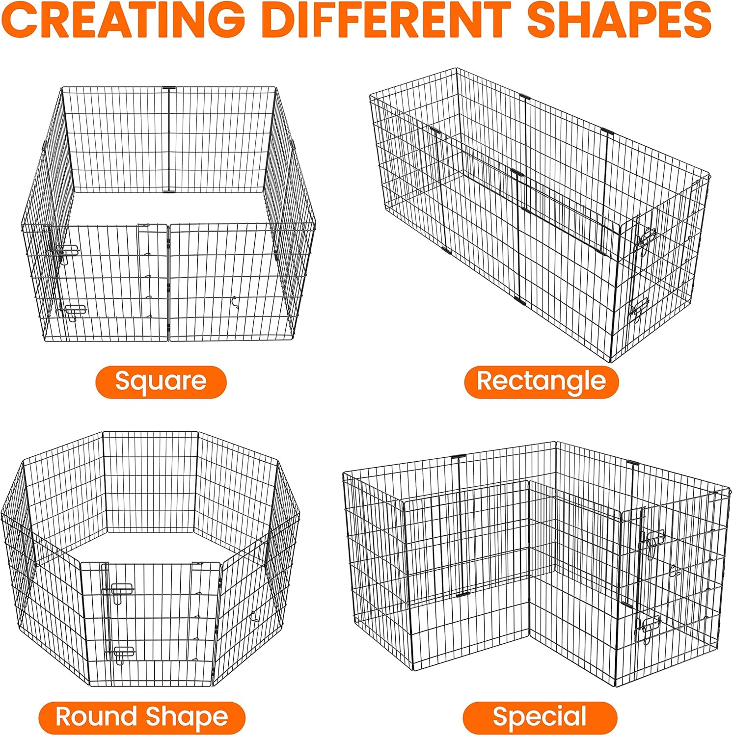 Yaheetech 30" High 8 Panel Foldable Metal Dog Exercise Pen Pet Playpen Dog Fence Outdoor & Indoor Use for Small Animals with Door Black - Image 7