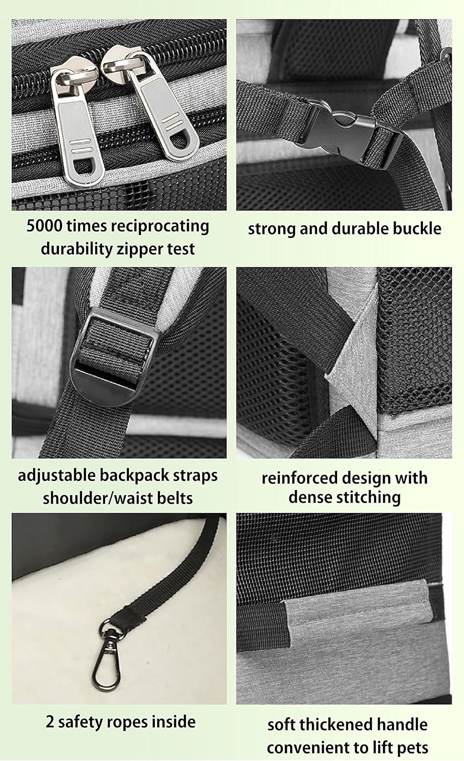 Double Cat Carrier, Cat Backpack Carrier for 2 Cats, Multi Dog Backpack, Two Cat Carrier with 7 Ventilation Windows, Built-in Frame and Support Plate, Safety Straps, Collapsible, Perfect for Travel - Image 4