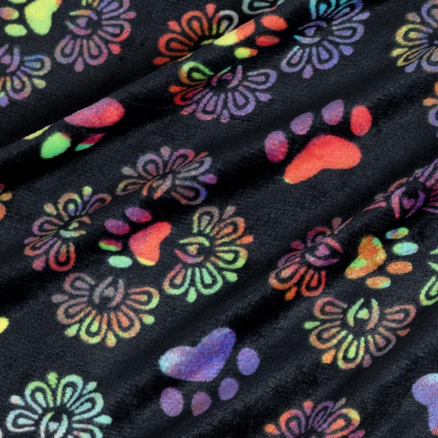 Pet Dog Cat Blanket Ultra Soft Cozy Fleece Paw Print Design Machine Washable Durable for Crates Beds Sofas Travel (Decadent Paws, Large) - Image 3