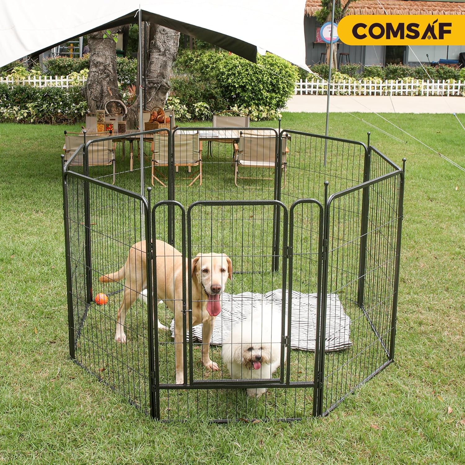 ComSaf Dog Playpen Outdoor, 40" Height 8 Panels Metal Dog Fence,Playpen for Large/Medium Dogs, Portable Dog Playpen for Outdoor - Image 3