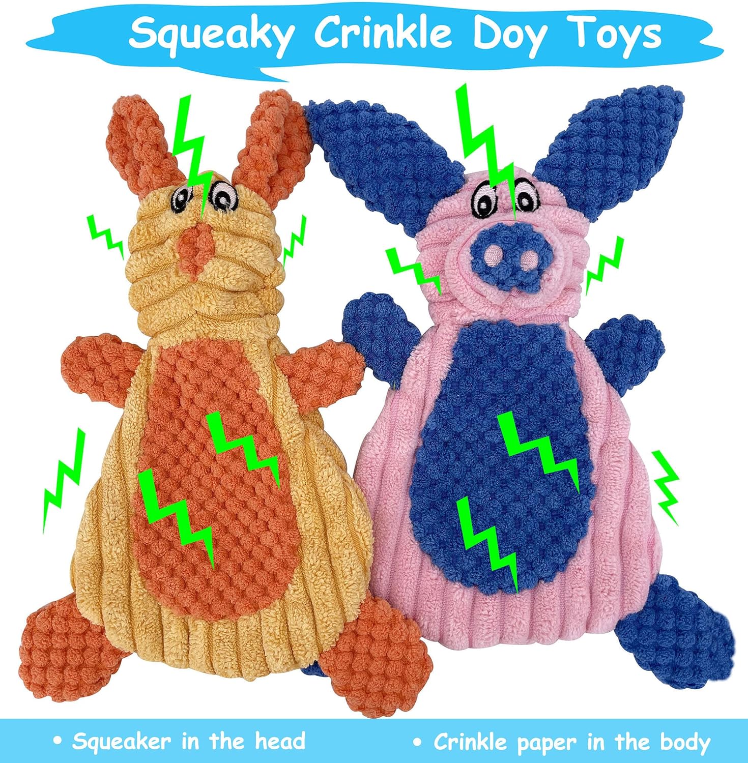 Comtim 2 Pack Durable Dog Chew Toys, Unstuffed Squeaky Dog Toys for Small Dogs and Puppies - Image 3