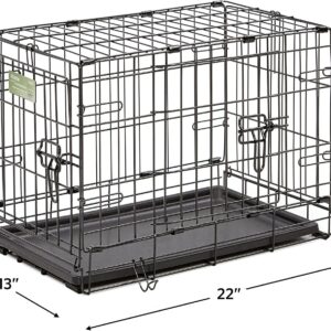 MidWest Homes for Pets XS Double Door iCrate Starter Kit, 22-inch Dog Crate Bundle for Extra-Small Dogs, Includes Cage, Pet Bed, 2 Bowls and Privacy Cover