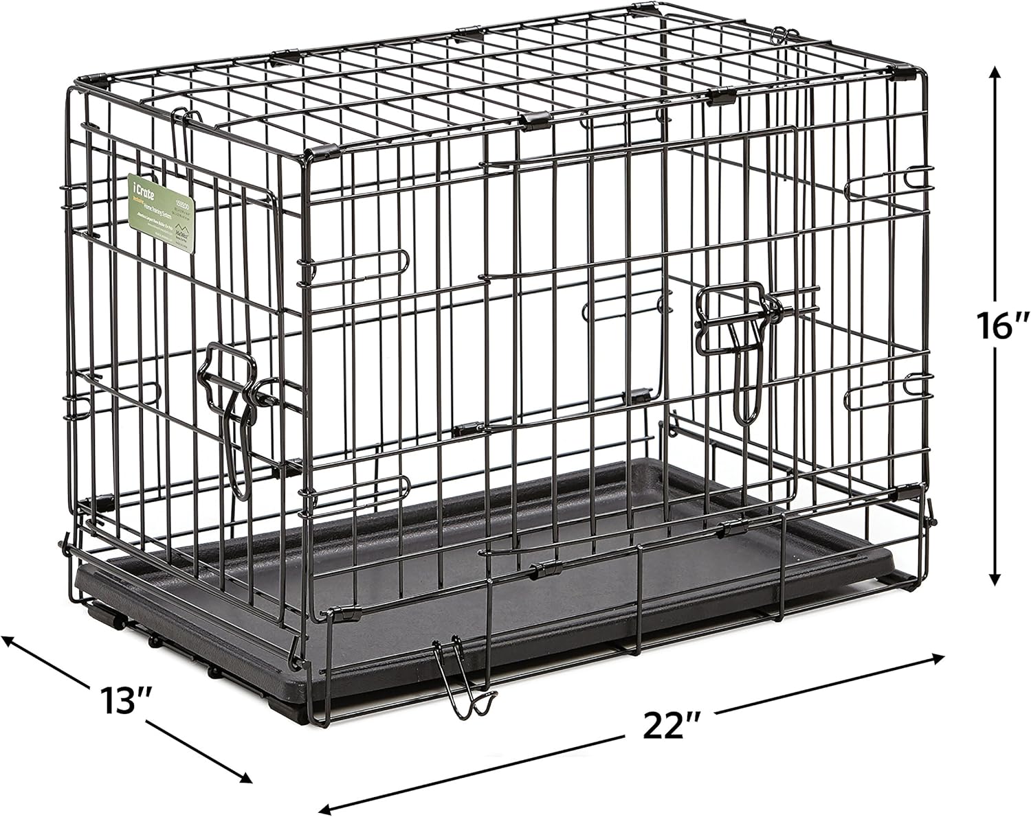 MidWest Homes for Pets XS Double Door iCrate Starter Kit, 22-inch Dog Crate Bundle for Extra-Small Dogs, Includes Cage, Pet Bed, 2 Bowls and Privacy Cover - Image 2
