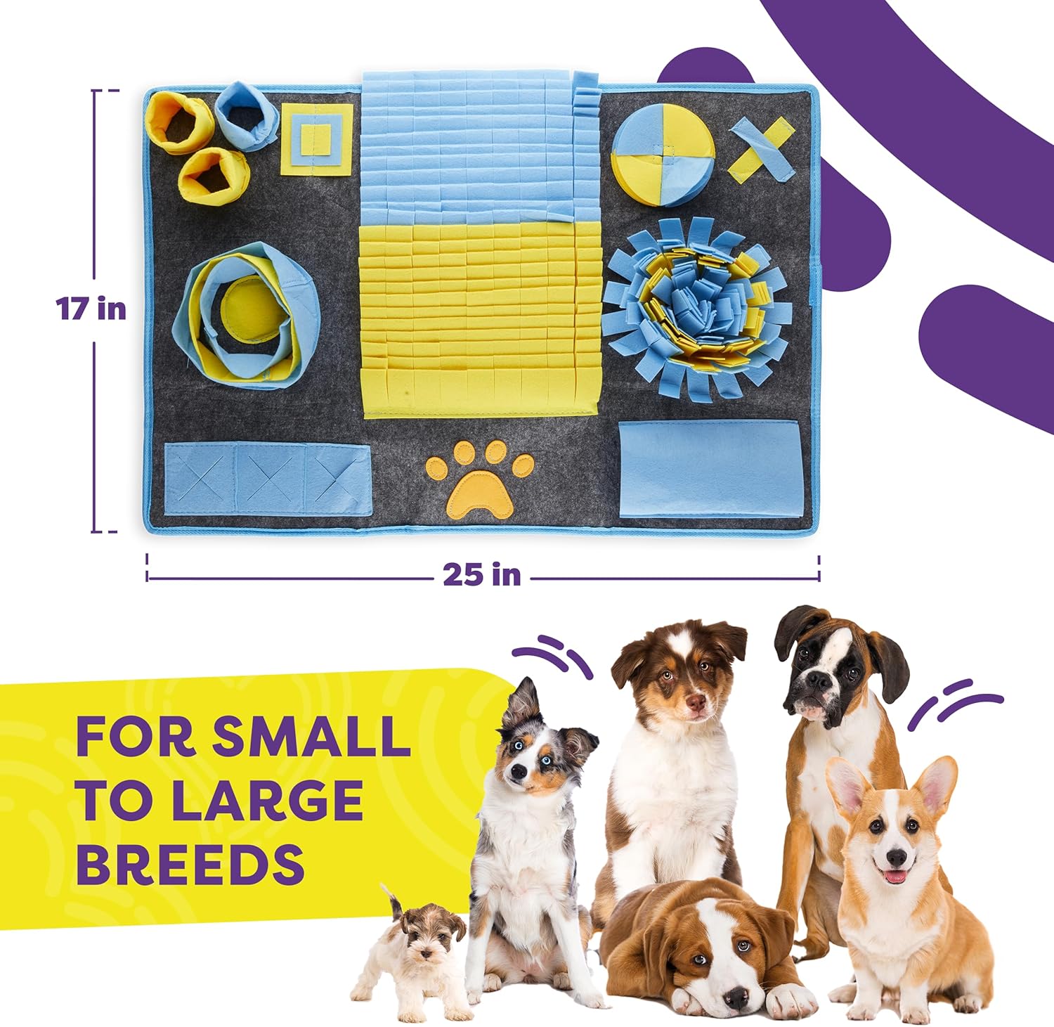 Hertzko XL Snuffle Mat for Dogs – Extra Large Felt Feeding & Activity Mat for Small & Large Breeds – Stimulation Toy with Grippy Bottom, Roll-Up Storage, and Easy Cleaning – Scent Game for Pets - Image 5