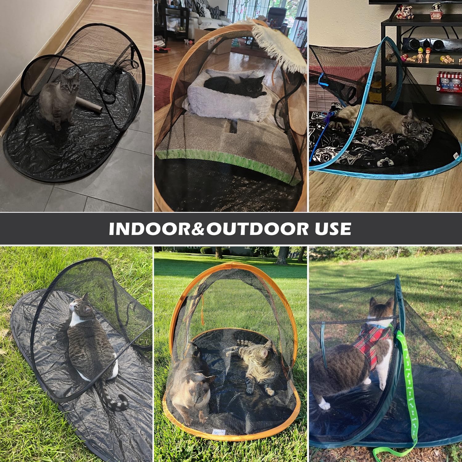 Cat Tent Outdoor, Pet Enclosure Tent Suitable for Cats and Small Animals, Indoor Playpen Portable Exercise Tent with Carry Bag(Black) - Image 6