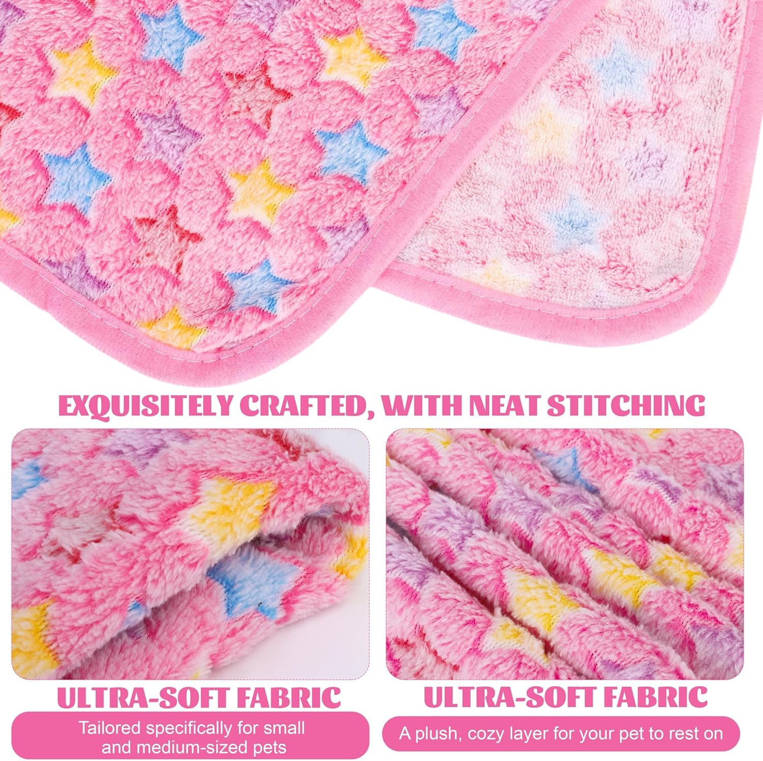 MCEAST 24 Pack Paw Print Plush Pet Blankets 24 x 16 Ultra-Soft & Cozy Small Dog Cat Bedding Mats with 12 Stylish Designs Machine Washable Multipurpose Fluffy Throw for Kennel, Sofa, Travel - Image 3