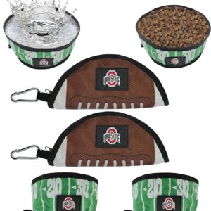 Pets First NCAA Ohio State Buckeyes Collapsible Dog Travel Bowl Set, 2 Pack Food & Water Bowls for Dogs, Best Portable & Lightweight Leak-Proof Dog Bowls for Travel