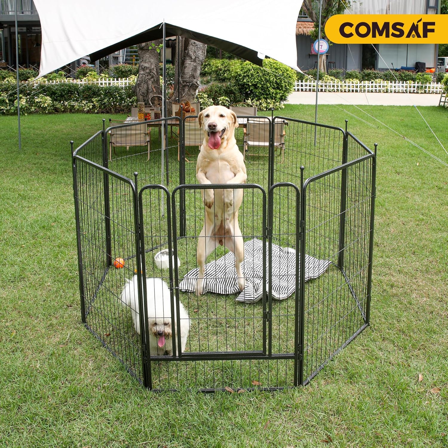 ComSaf Dog Playpen Outdoor, 40" Height 8 Panels Metal Dog Fence,Playpen for Large/Medium Dogs, Portable Dog Playpen for Outdoor - Image 5