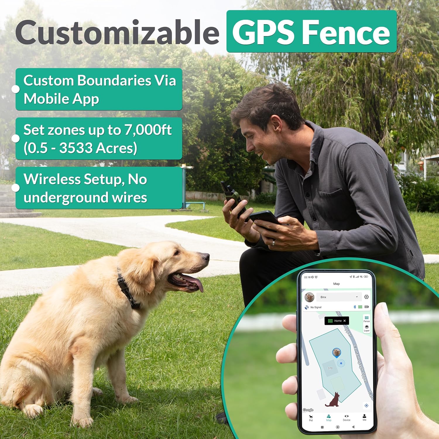 Invisible GPS Wireless Dog Fence System Collar – 2-in-1 Remote or App Controlled Invisible Boundary and Training GPS Dog Collar with 4 Training Modes – Covers up to 7000 Ft (3533 Acres) - Image 4