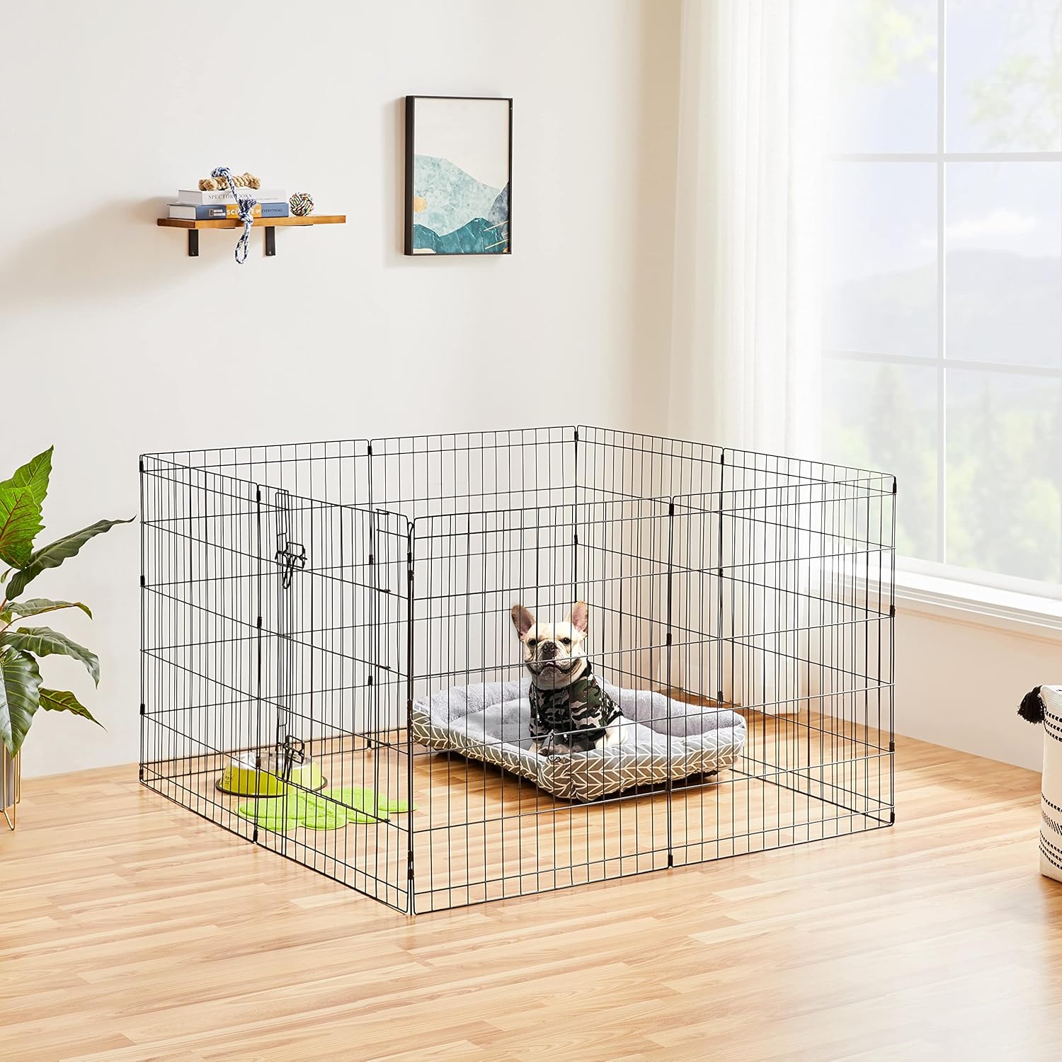Yaheetech 30" High 8 Panel Foldable Metal Dog Exercise Pen Pet Playpen Dog Fence Outdoor & Indoor Use for Small Animals with Door Black - Image 2