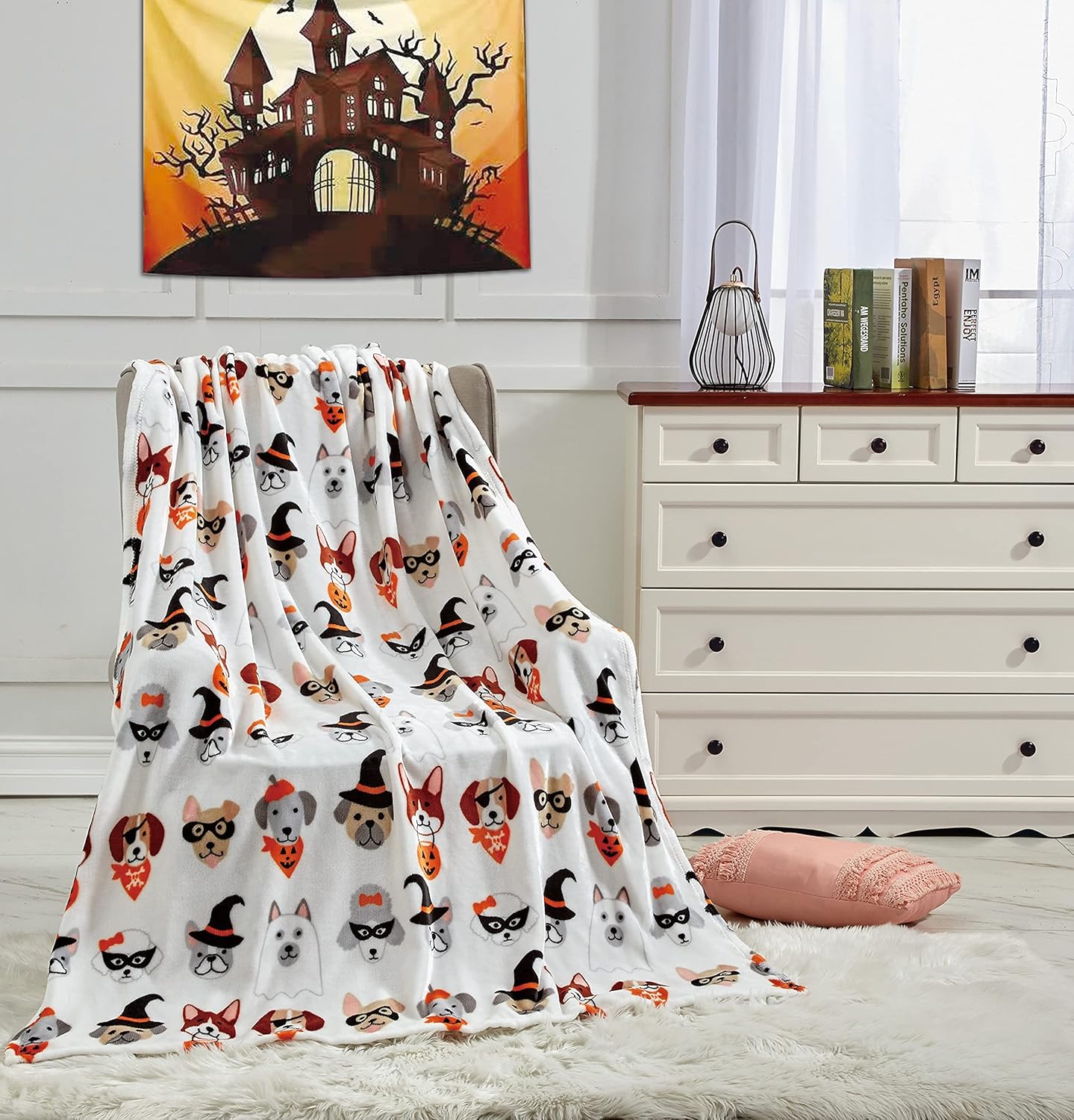 Halloween Throw Blanket 50" X 60" | Ultra Soft Microplush Halloween Fleece Blanket for Couch, Travel, Home Decor & Gift | Machine Washable, Lightweight | Dogs in Costumes - Image 4