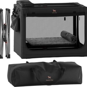 Noah & Paw Collapsible Dog Crate 36 Inches, XL Dog Crate for XL, Large Medium Breed, Travel Kennel for Car, Includes Pet Mat for Pet Cage, 2 Storage Pockets, Handbag, 10mm Locking Zippers 36*25*23