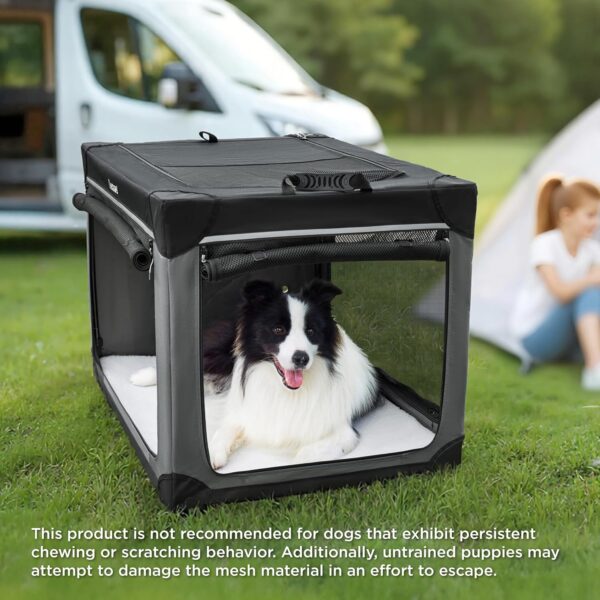 Lesure Soft Collapsible Dog Crate - 42 Inch Portable Travel Crate for Extra Large Dogs Indoor & Outdoor, 4-Door Foldable Pet Kennel with Mesh Windows, Blue - Image 6
