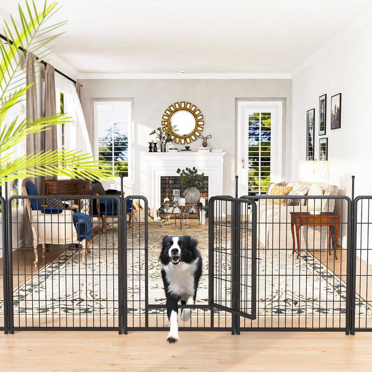 AWQM 32'' Dog Playpen Indoor/Outdoor, 8 Panels Metal Dog Fence with Doors, Portable Pet Dog Cage Outdoor Exercise Pen, Foldable Puppy Playpen Kennel for Garden Yard, RV Camping - Image 6