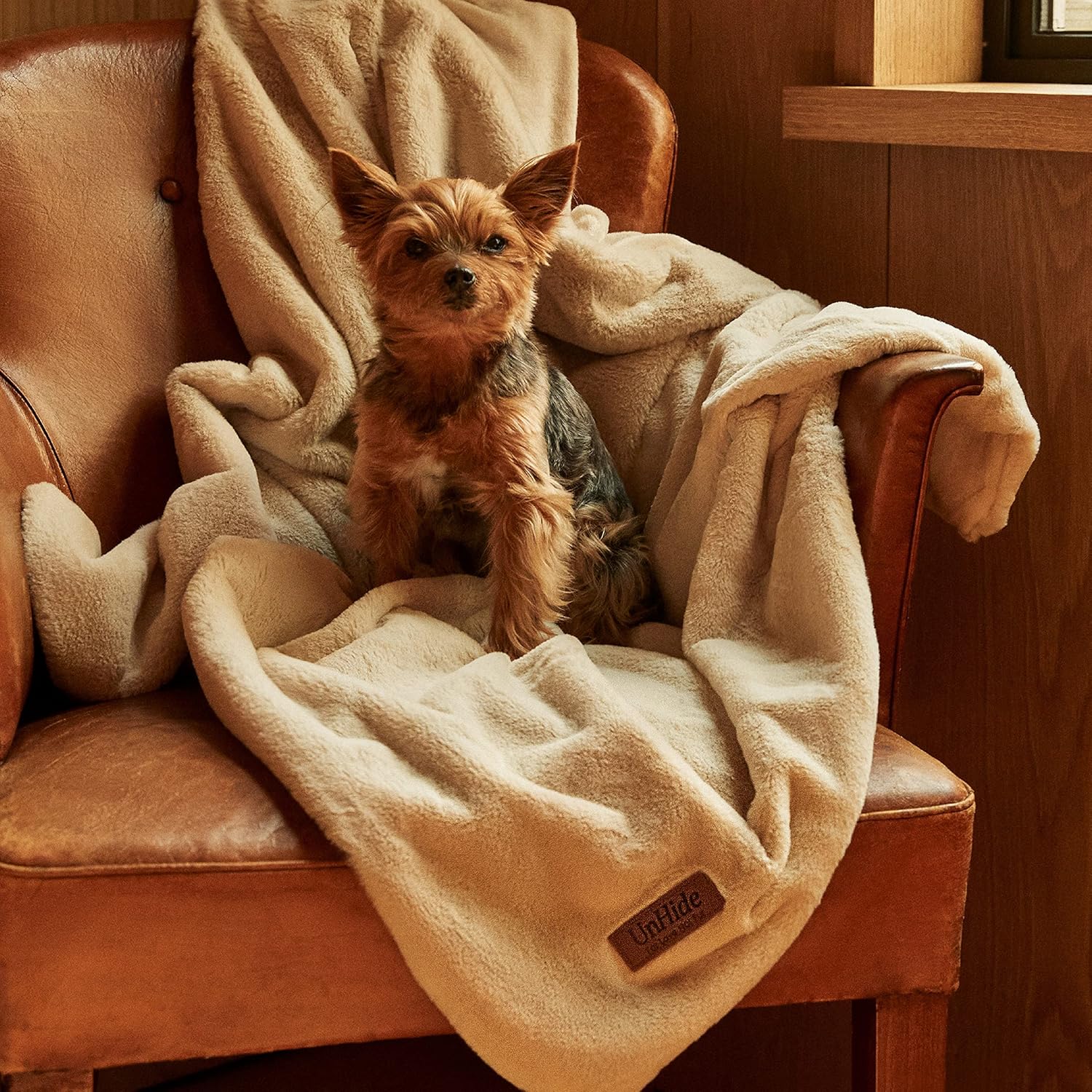 UnHide Lil’ Pet Marsh – Faux Fur Pet Blanket – Extra Soft, Lightweight, Washable Dog Blanket – Comfort and Protection for Couch, Crate, or Bed – Taupe Ducky 34 x 44 - Image 5