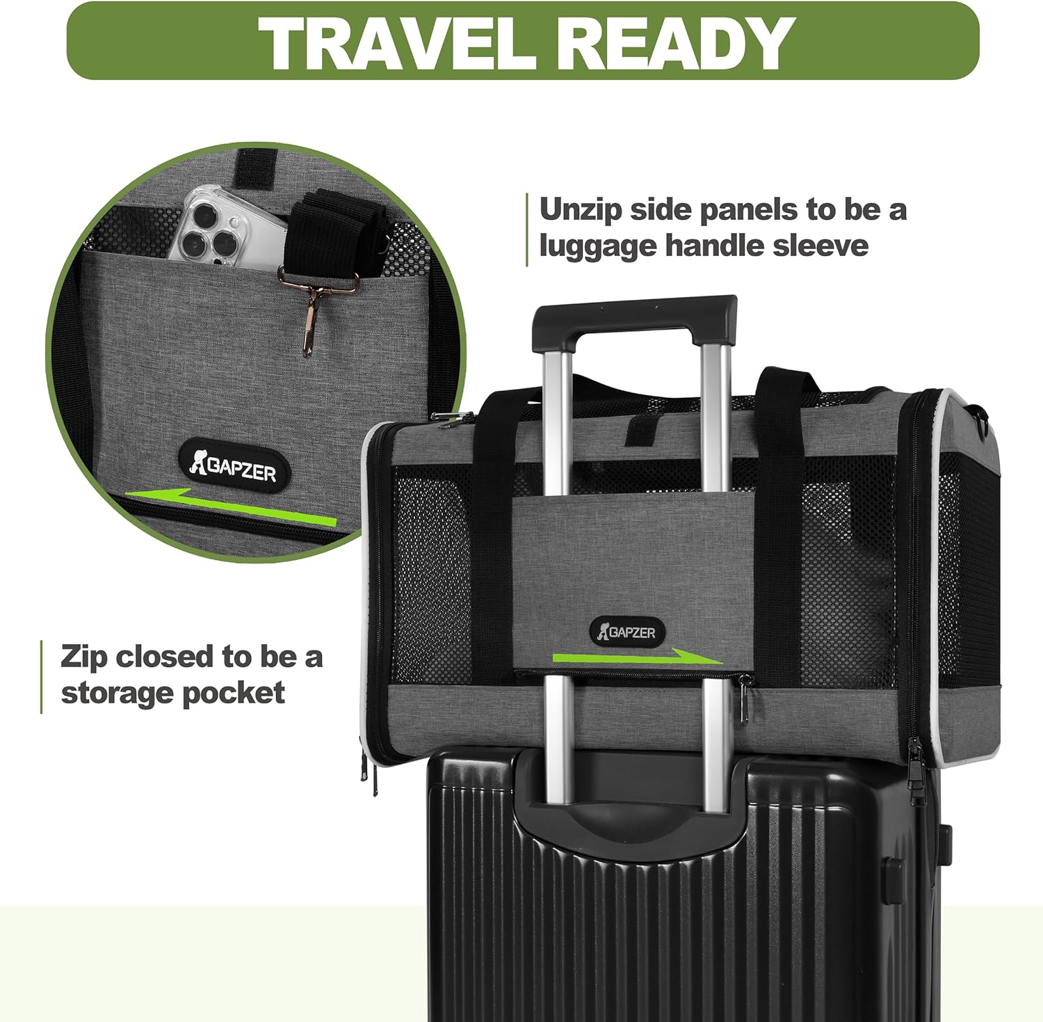 Cat Carrier 18x11x11 Top Load Soft Pet Travel Bag Over 15 lbs, Collapsible Small Dog Puppy Crate 10 Pounds, Small Animal Rabbit Kennel Carrying Case, Kitten Mesh Cage Medium Cat Under 25 Grey - Image 5