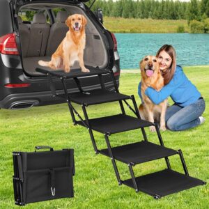 Dog Stairs for Large Dogs, Foldable Pet Stairs Non-Slip Surface Pet Ramp for Car SUV Truck High Beds Couch, Supports up to 150 lbs, 5 Steps