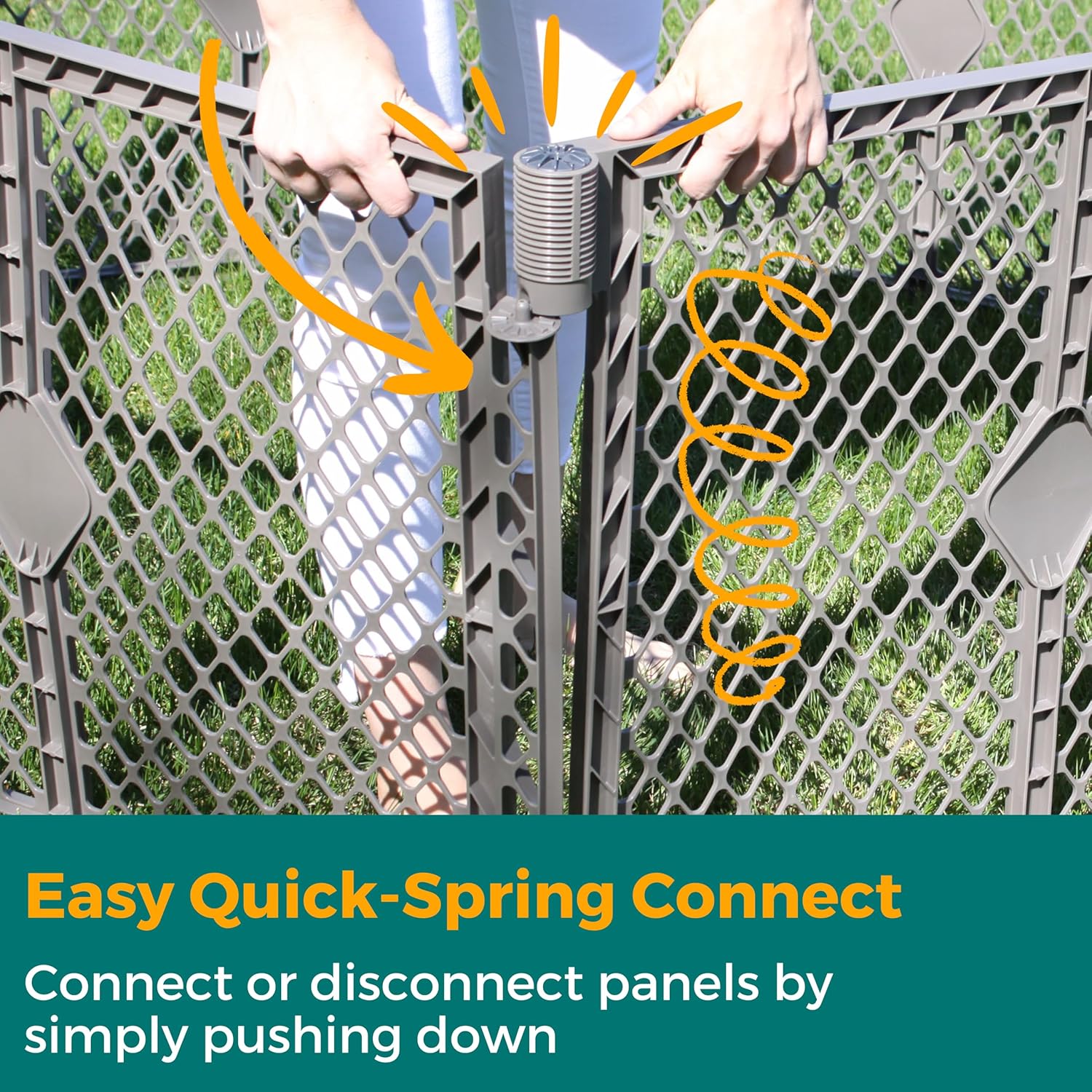 MyPet Petyard: 5.5 Ft. Wide Customizable Folding Dog Playpen Indoor/Outdoor. Made in USA. 6-Panel Puppy Playpen. Freestanding Play Pen Dog Gate 26" Tall, Fieldstone - Image 5