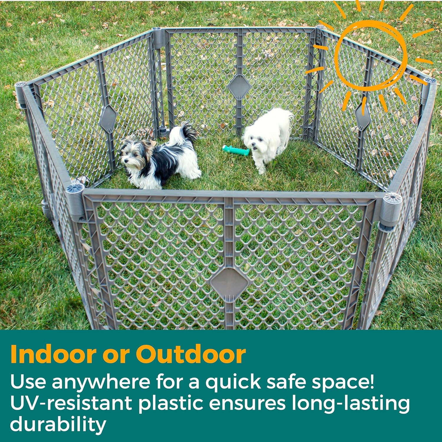 MyPet Petyard: 5.5 Ft. Wide Customizable Folding Dog Playpen Indoor/Outdoor. Made in USA. 6-Panel Puppy Playpen. Freestanding Play Pen Dog Gate 26" Tall, Fieldstone - Image 6