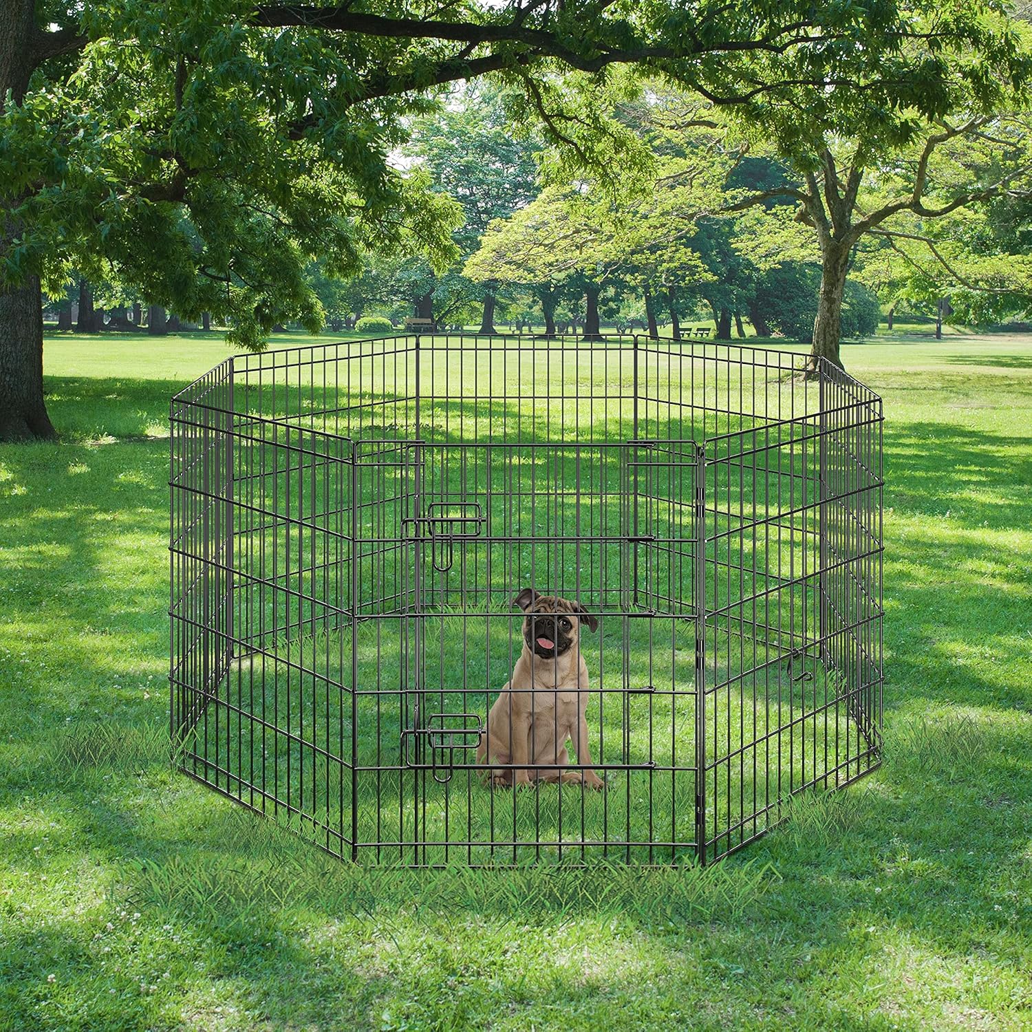 Yaheetech 30" High 8 Panel Foldable Metal Dog Exercise Pen Pet Playpen Dog Fence Outdoor & Indoor Use for Small Animals with Door Black - Image 3